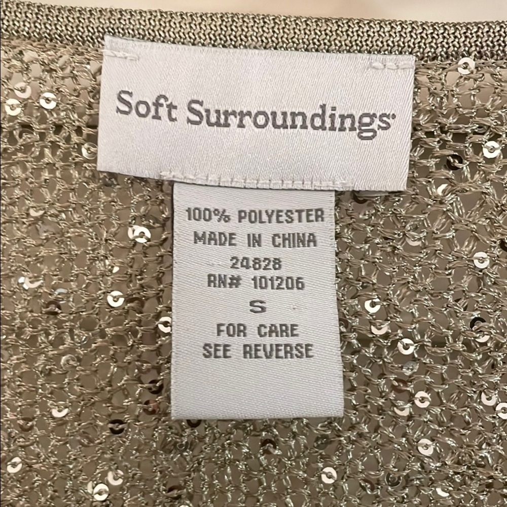 Soft Surroundings Silver Sequin Open Front Draped… - image 2